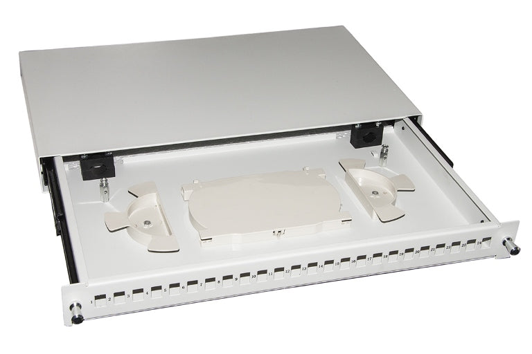 CASSETTO FIBRA OTTICA 24 PORTE PER ADATTATORI LC DUPLEX E SC SIMPLEX 1 UNITA' PE