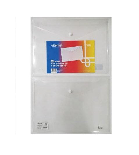BUSTE PORTADOCUMENTI A4 CON BOTTONE - 10PZ - TRASPARENTI (ITR7011TR)