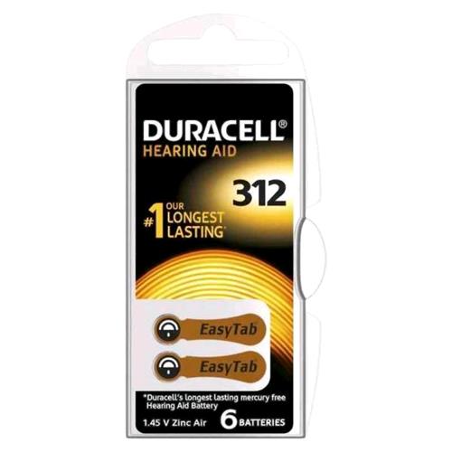 DURACELL EASYTAB 312 CONFEZIONE 6 BATTERIE ZINCO AIR PER APPARECCHI ACUSTICI MAR