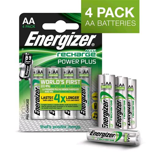 ENERGIZER POWER PLUS BATTERIA RICARICABILE Ni-MH STILO AA 2.000mAh CONF 4 Pz.