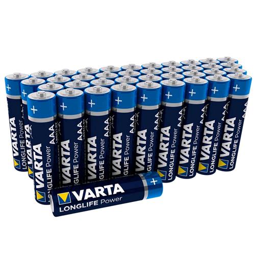 VARTA LONGLIFE POWER BLU BATTERIA MINI STILO AAA CONFEZIONE 40 Pz
