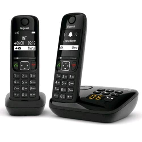 GIGASET AS690A DUO CORDLESS DECT CON SEGRETERIA + UN AGGIUNTIVO BLACK