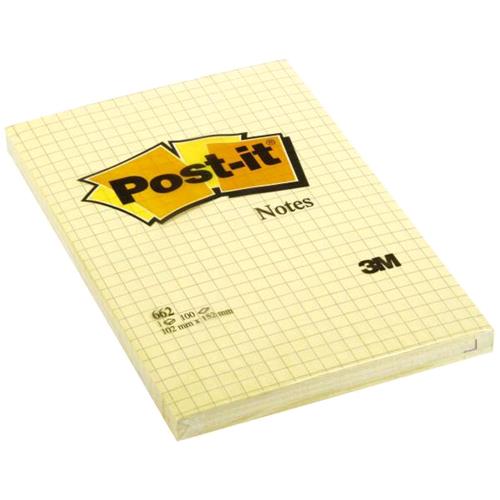 3M POST-IT LARGE NOTE 662 BLOCCHETTI 100 FOGLI POST-IT A QUADRETTI 102MMx152MM C