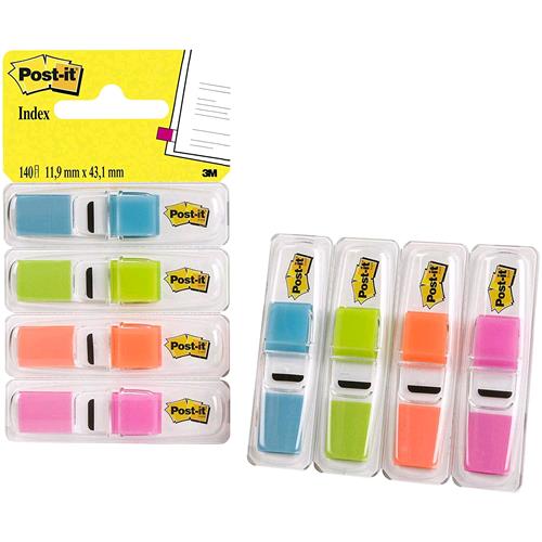 3M POST-IT INDEX MINI SET SEGNAPAGINA 11.9MMx43.2MM COLORI ASSORTITI CONF. 140 P