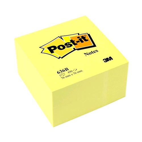 3M CUBO POST-IT 636-B 450 FOGLI POST-IT 76MMx76MM COLORE GIALLO