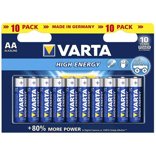 VARTA LONGLIFE POWER BLU BATTERIE STILO AA 1.5 V ALCALINE CONF 10 Pz.