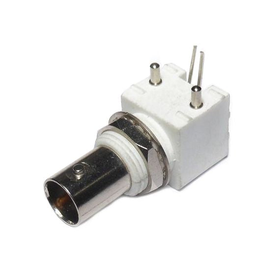Connettore BNC femmina per C.S. - 90 gradi - bianco
