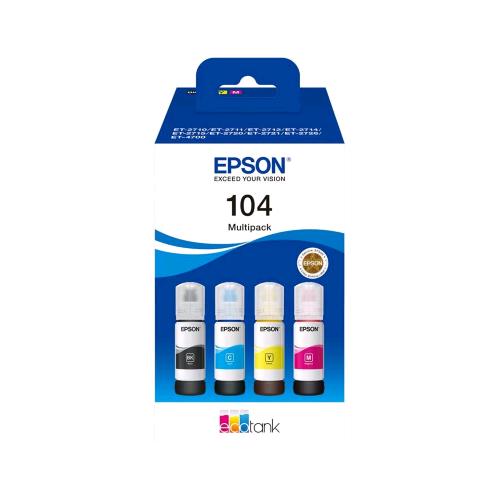 EPSON 104 ECOTANK 4-COLOUR MULTIPACK CONFEZIONE DA 4 NERO GIALLO CIANO MAGENTA
