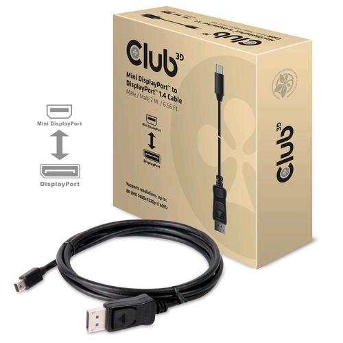 CLUB3D CAVO MINI DISPLAYPORT TO DISPLAYPORT 1.4 HBR3 2MT BLACK