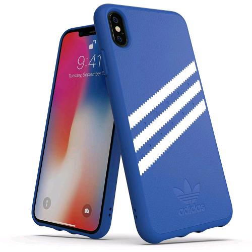 ADIDAS GAZELLE APPLE iPHONE XS MAX CUSTODIA IN TPU E POLIURETANO BLU CON RIGHE B