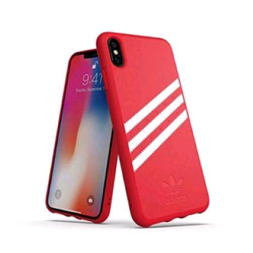 ADIDAS GAZELLE APPLE iPHONE XS MAX CUSTODIA IN TPU E POLIURETANO ROSSO CON RIGHE