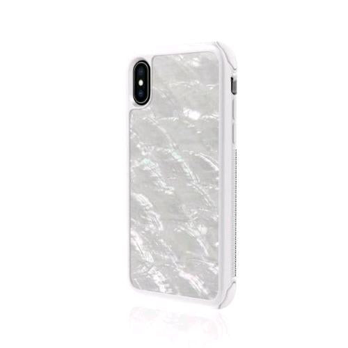 WHITE DIAMONDS APPLE iPHONE XS/X COVER IN TPU E VETRO CON STAMPA MADRE PERLA