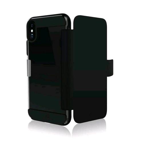BLACK ROCK APPLE iPHONE X/XS CUSTODIA A LIBRO IN SILICONE NERO