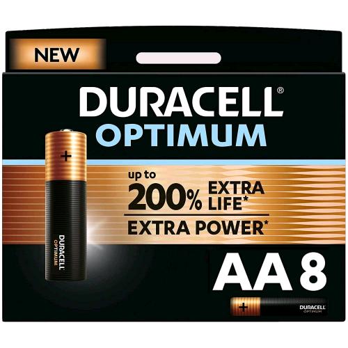 DURACELL OPTIMUM BATTERIE STILO AA ALCALINE CONF 8 Pz.