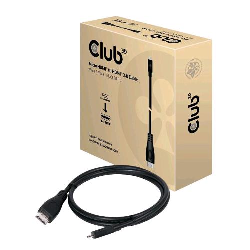 CLUB3D CAVO MICRO HDMI TO HDMI 2.0 4K 60HZ MALE/MALE 1MT BLACK
