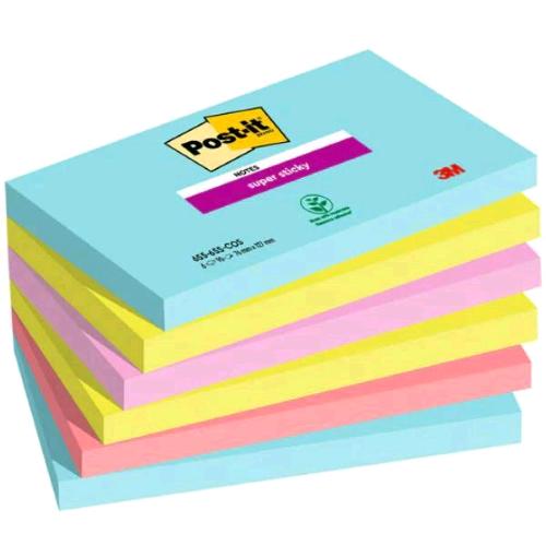 3M POST-IT SUPER STICKY COSMIC BLOCCHETTO 76X127 mm 90 FOGLI COLORI ASSORTITI CO