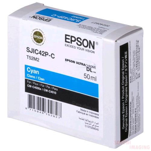 EPSON SJIC42P-C CARTUCCIA INCHIOSTRO CIANO ORIGINALE 50 ML PER ColorWorks CW-C40