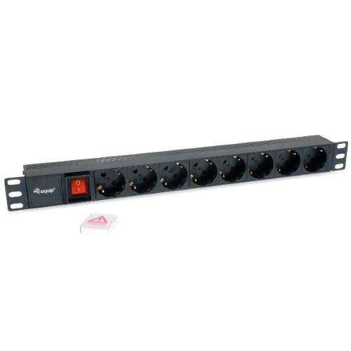 EQUIP MULTIPRESA PER RACK 8-BAY SCHUKO CEE7/4 1U 19" CON INTERRUTTORE ON/OFF CAV