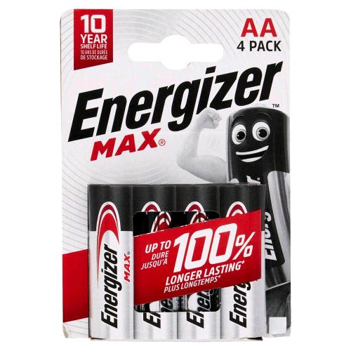 ENERGIZER MAX BATTERIE ALKALINE STILO AA 1.5 V CONF 4 Pz.