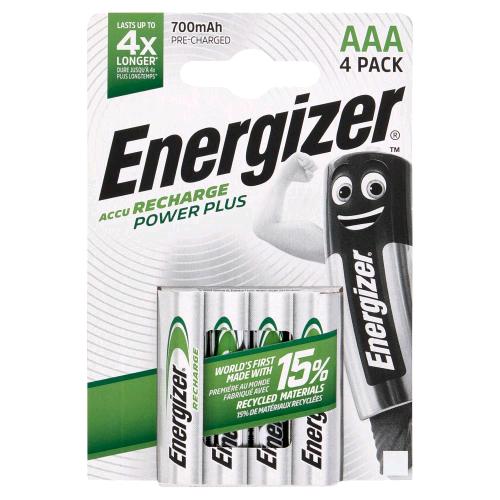 ENERGIZER POWER PLUS BATTERIA RICARICABILE Ni-MH MINI STILO AAA 750mAh CONF 4 Pz