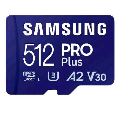 SAMSUNG PRO PLUS MICRO SD 512GB UHS-I U3 FINO A 180 MB/S A2 V30 BLU