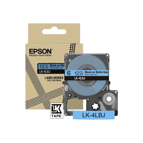 EPSON LABELWORKS LK-4LBJ MATTE TAPE ROTOLO NERO SU BLU OPACO 12mm x 8 MT