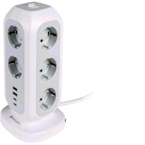 VERBATIM EUPT-01 POWER TOWER 15 IN 1 11 PRESE BIPASSO/SHUCKO + 2 x USB-A 2 x USB