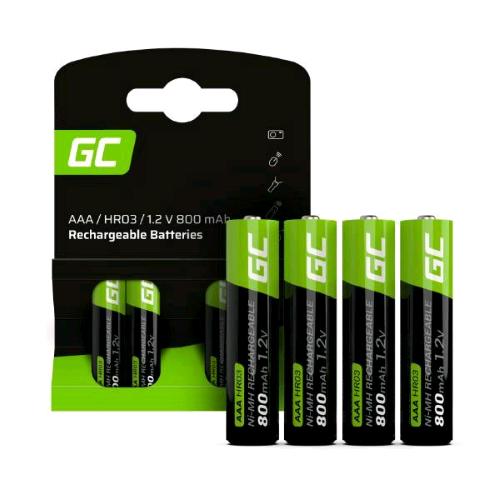 GREEN CELL GR04 BATTERIE RICARICABILI AAA MINI STILO HR03 1.2 V 800mAh CONF 4 Pz