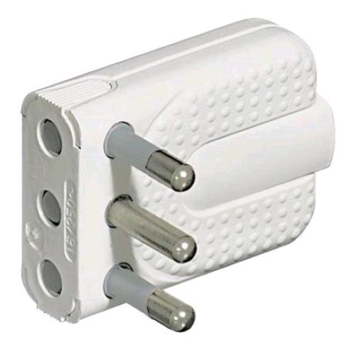 BTICINO SPINA MASCHIO CORNER 16A SALVASPAZIO SPINOTTI ORIENTABILI BIANCO