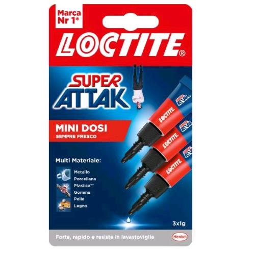 LOCTITE SUPER ATTAK COLLA LIQUIDA MINI DOSI DA 1 GR CONF 3 Pz.