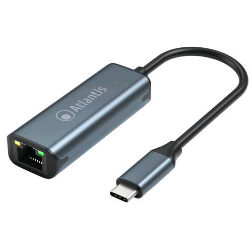 ATLANTIS A04-TC_LAN ADATTATORE DA USB-C A GIGABIT LAN RJ-45 CAVO 8 cm