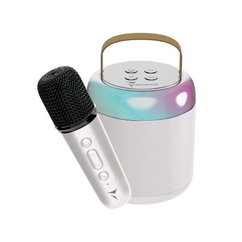 TECHMADE TM-K2-WH KARAOKE SPEAKER BLUETOOTH CON MICROFONO 5 W USB-C LUCE LED RAD