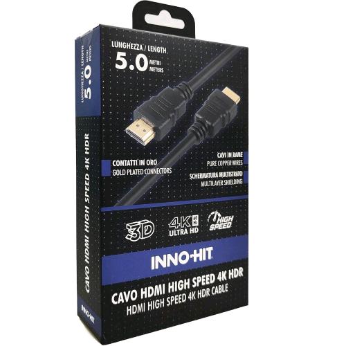 INNO HIT CAVO HDMI 4K HDR HIGH SPEED 60Hz MASCHIO-MASCHIO 5 MT NERO