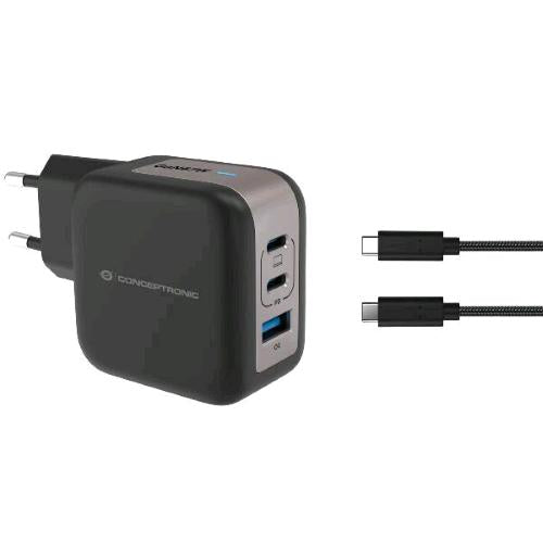 CONCEPTRONIC ALTHEA17B CARICABATTERIE DA RETE GaN PD 67 W 3 PORTE 2x USB-C, 1x U