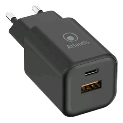 ATLANTIS P008-PD65GN-2U ALIMENTATORE UNIVERSALE GaN PPS PER NOTEBOOK 65 W USB-A