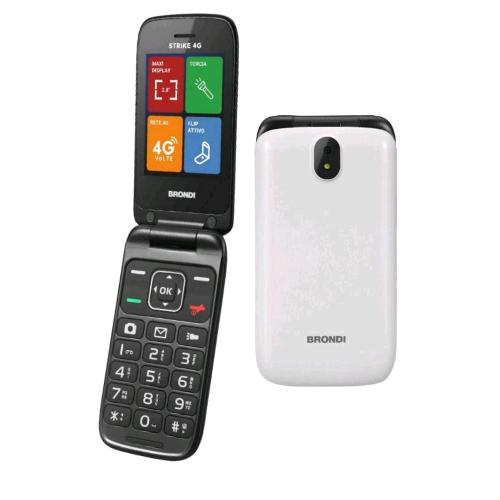 BRONDI STRIKE 4G DUAL SIM 2.8" CLAMSHELL FLIP ATTIVO 3 TASTI CHIAMATA RAPIDA 4G