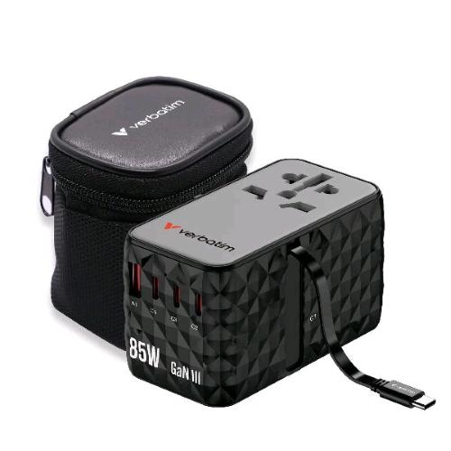 VERBATIM UNIVERSAL TRAVEL ADAPTER ADATTATORE UNIVERSALE DA VIAGGIO GaN III 85W C
