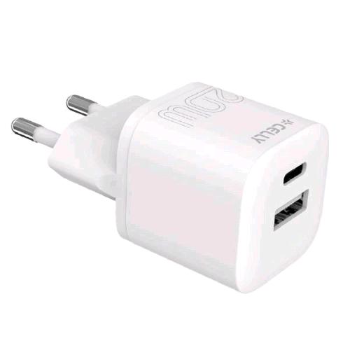 CELLY PRO POWER CARICABATTERIE DA RETE 2 USCITE PD 20 + 18 W - 1 x USB-A 1 x USB