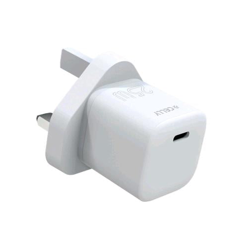 CELLY ULTRA COMPACT WALL CHARGER CARICABATTERIE DA RETE USB-C 25 W SPINA INGLESE