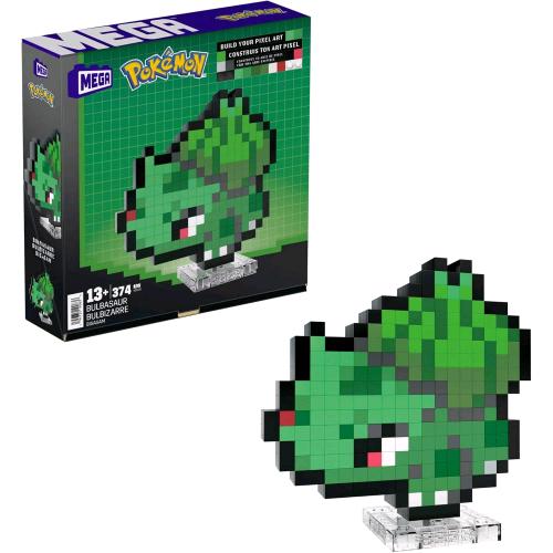 MATTEL MEGA POKEMON SHOWCASE BULBASAUR SET IN STILE RETRO' PIXELATO DA COSTRUIRE