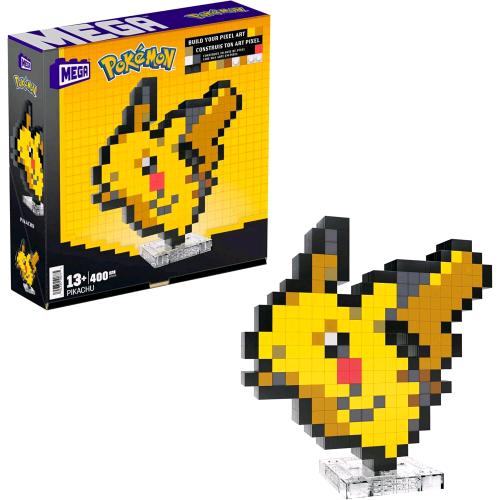 MATTEL MEGA POKEMON SHOWCASE PIKACHU SET IN STILE RETRO' PIXELATO DA COSTRUIRE