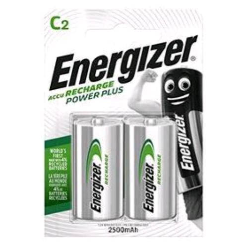 ENERGIZER RECHARGE POWE PLUS BATTERIA MEZZA TORCIA C RICARICABILE 2.500mAh CONF