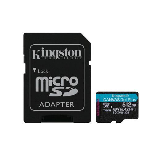 KINGSTON CANVAS GO PLUS 512GB MICROSDXC CON ADATTATORE CL10 A2 U3 V30 200MB/s