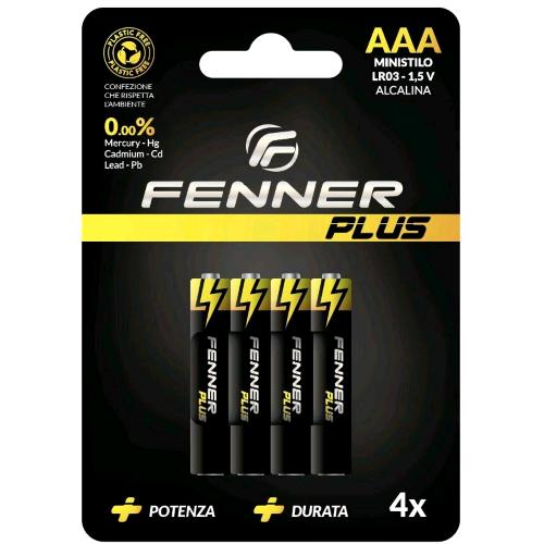 FENNER PLSU FN-LR03 BATTERIE MINISTILO AAA ALCALINE LR03 1.5V CONF 4 PZ.
