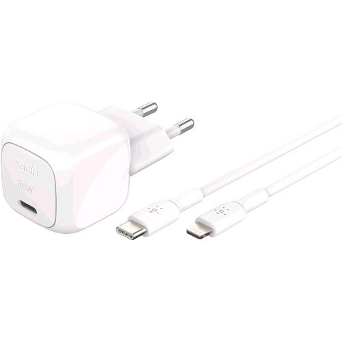 BELKIN BOOSTCHARGE CARICABATTERIE DA RETE COMPATTO 30 W USB-C CON CAVO USB-C - L