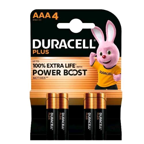 DURACELL PLUS POWERBOOST BATTERIE ALCALINE MINISTILO AAA CONF 4 Pz.