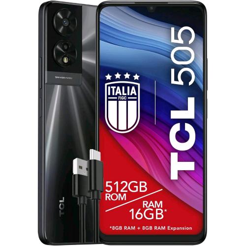 TCL 505 DUAL SIM 6.75" OCTA CORE 512GB RAM 8GB 4G LTE ITALIA SPACE GREY + CAVO U