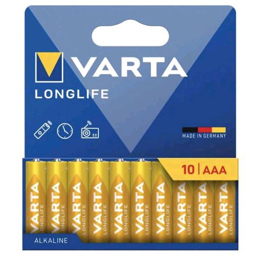 VARTA LONGLIFE BATTERIE ALCALINE MINISTILO AAA IN BLISTER DA 10 Pz. CONF 20 Pz.