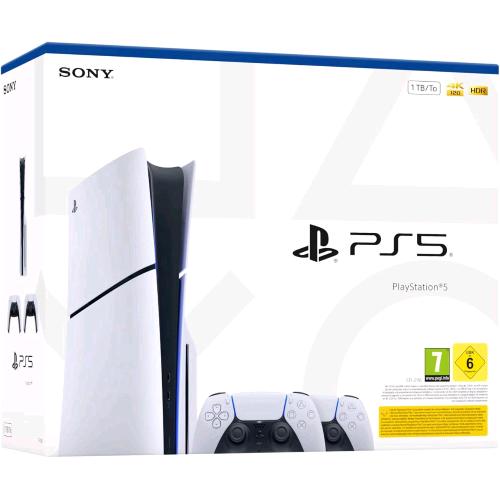 SONY PS5 CONSOLE 1TB STANDARD SLIM WHITE BUNDLE + 2 CONTROLLER WIRELESS DUALSENS