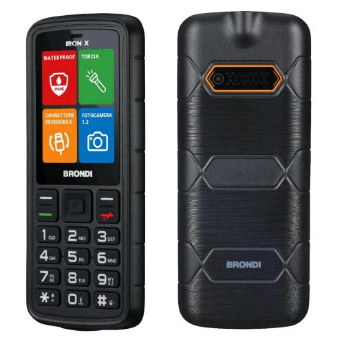 BRONDI IRON X DUAL SIM 2.4" TELEFONO CELLULARE RUGGED RESISTENTE AD ACQUA E URTI